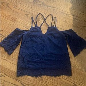 Navy blue lace blouse